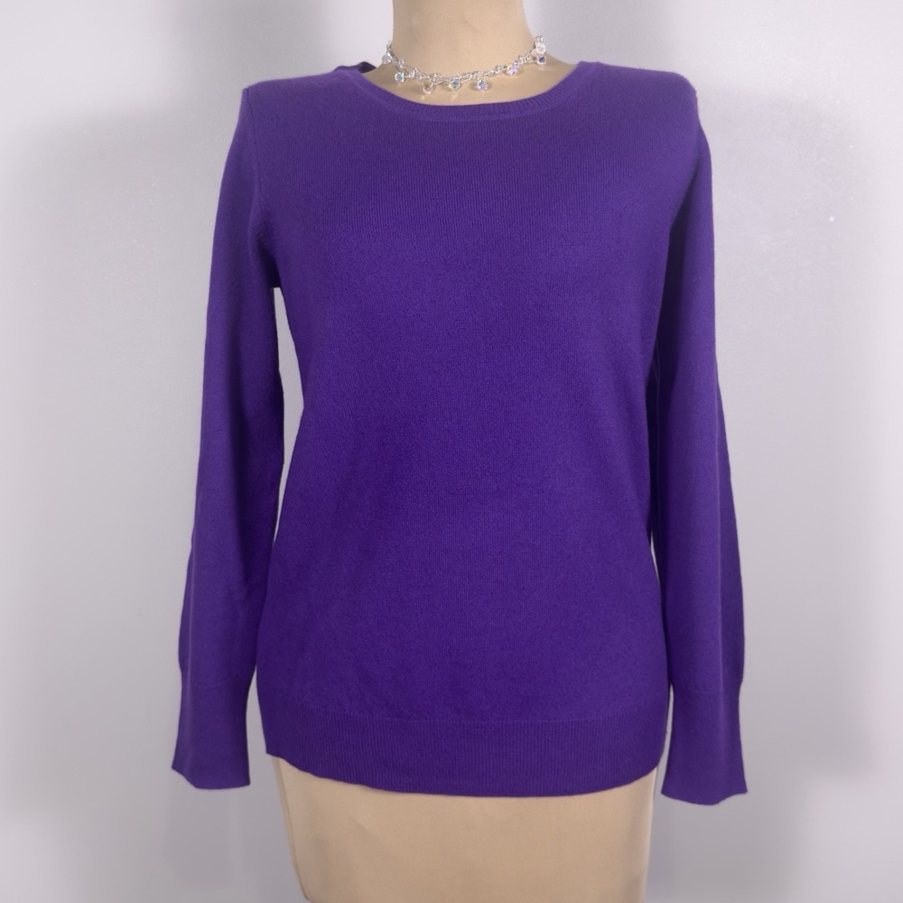 PURE Collection NWT 100% Cashmere Crew Neck Deep Purple Jumper Sweater US6 UK12 - Picture 4 of 14
